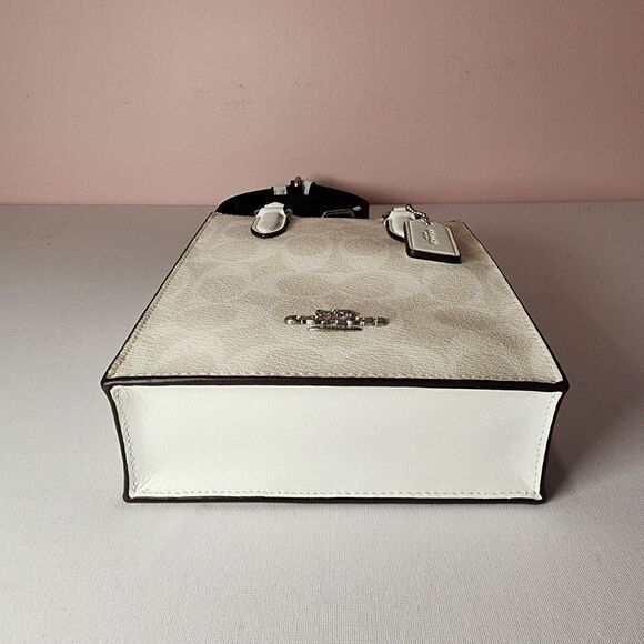 NWT Coach CP011 North South Mini Tote In Signature Canvas Leather Glacie… - Picture 6 of 6